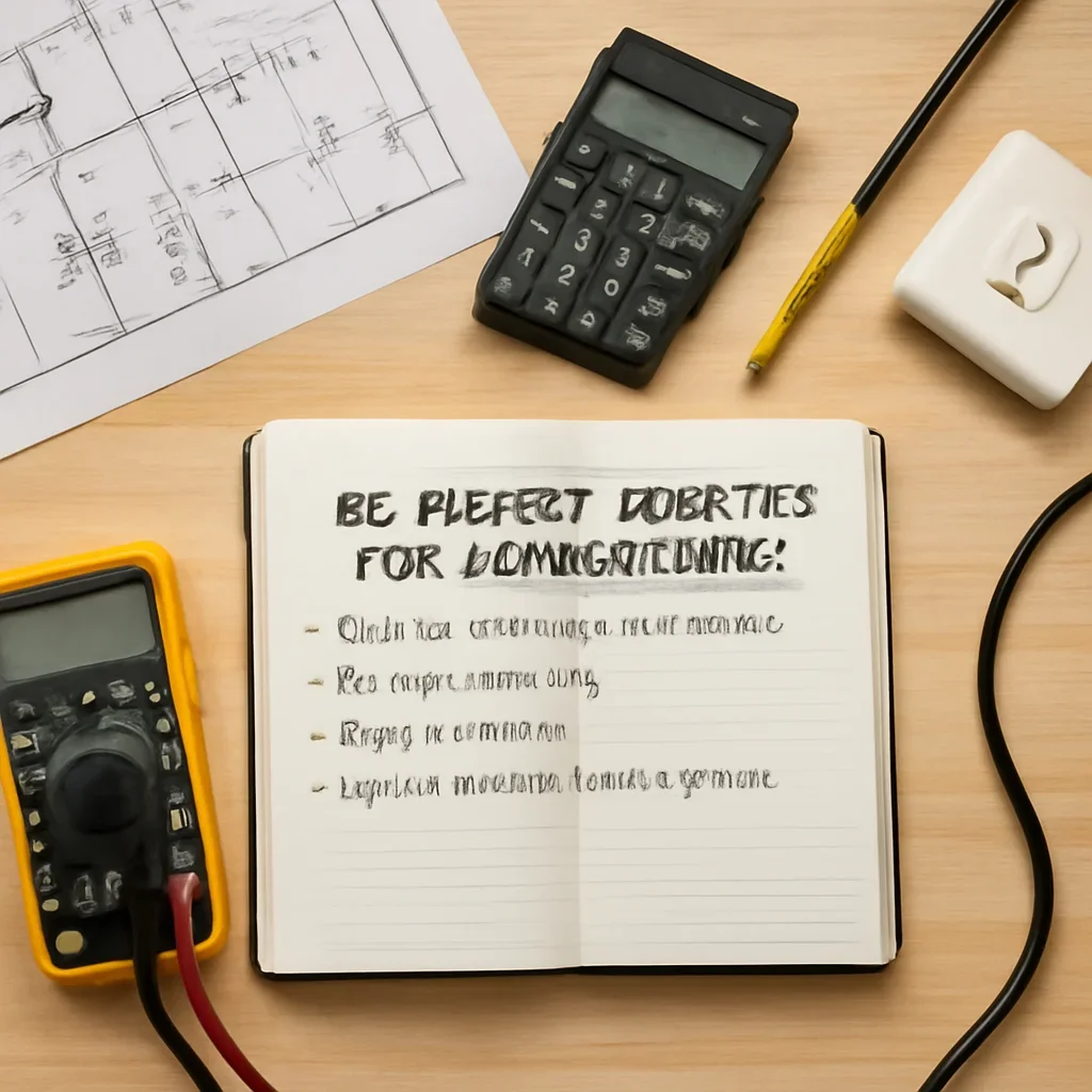 Planning notes and electrical details related to BC Energy Rebates for Homeowners