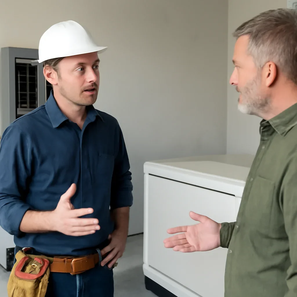 Electrician discussing next steps related to How to Size a Backup Generator for a Vancouver Island Home