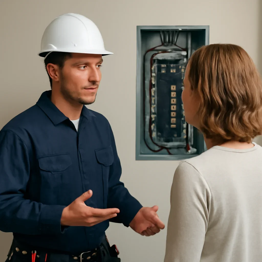 Electrician discussing next steps related to How to Choose a Licensed Electrician in Victoria