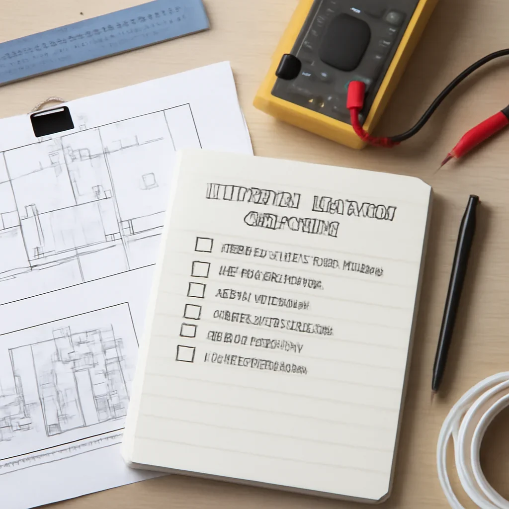 Planning notes and electrical details related to Electrical Inspection Checklist for Victoria Home Buyers