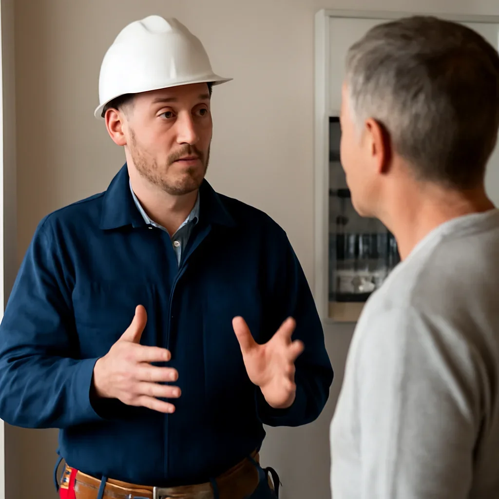 Electrician discussing next steps related to What Does an Electrician Cost in Victoria?