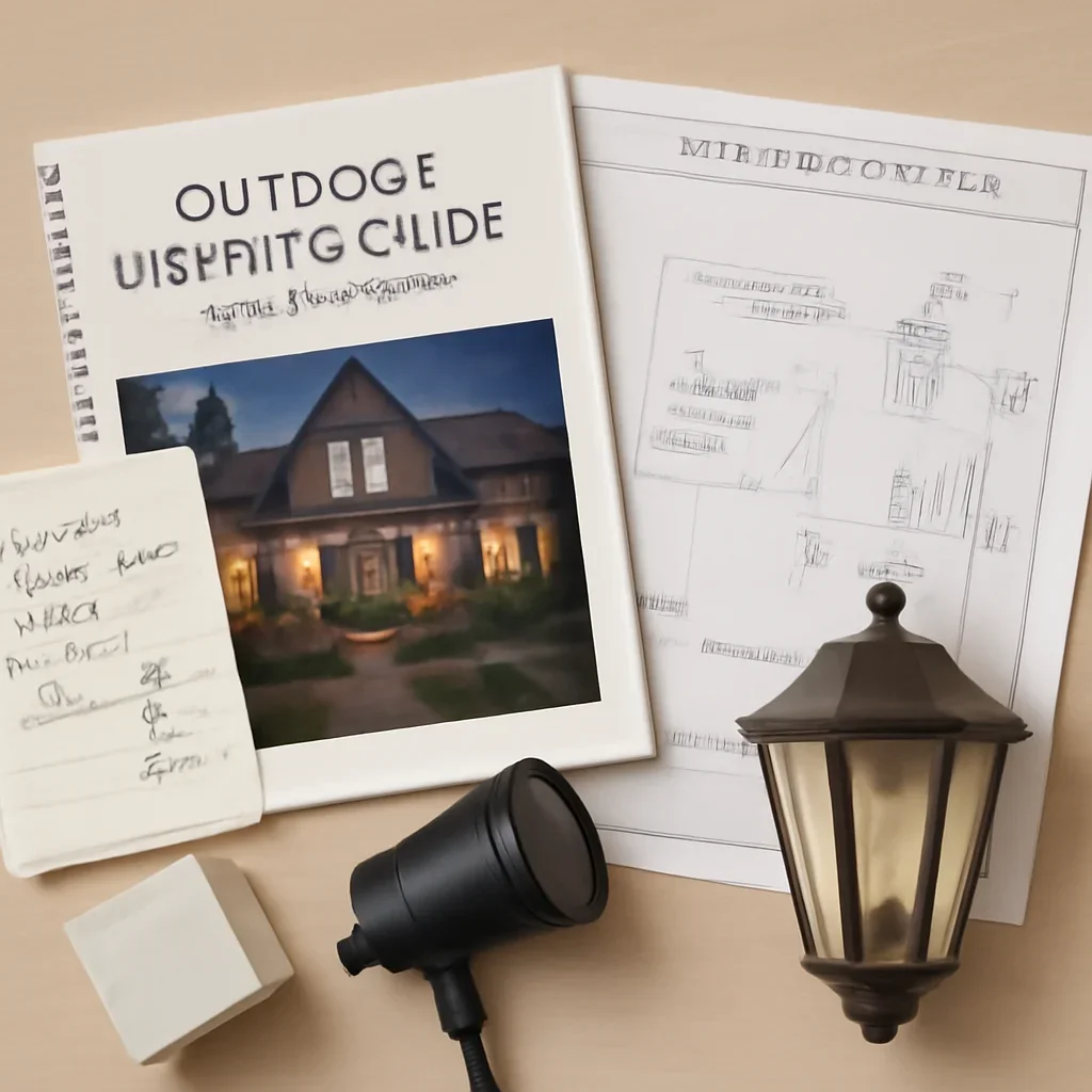 Planning notes and electrical details related to Outdoor Lighting Guide for Victoria Homes