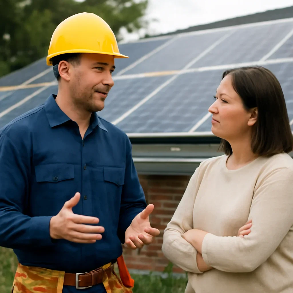 Electrician discussing next steps related to Solar Panel Installation Cost in Victoria