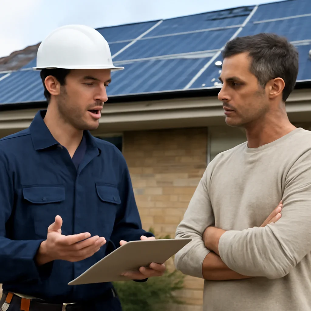 Electrician discussing next steps related to Victoria Solar Panel Installation Guide