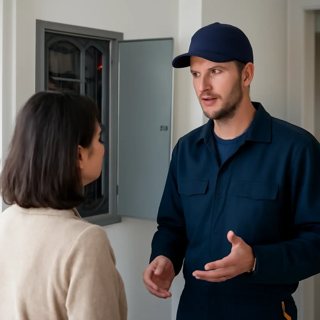 Electrician discussing next steps related to Electrical Safety Tips for Victoria Homes